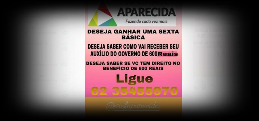 ALERTA: É falso o anúncio de doação de cestas básicas em Aparecida