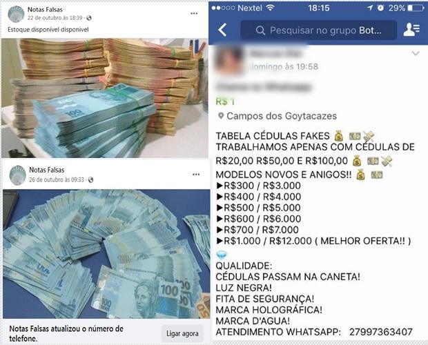 Dinheiro falso é vendido nas redes sociais 