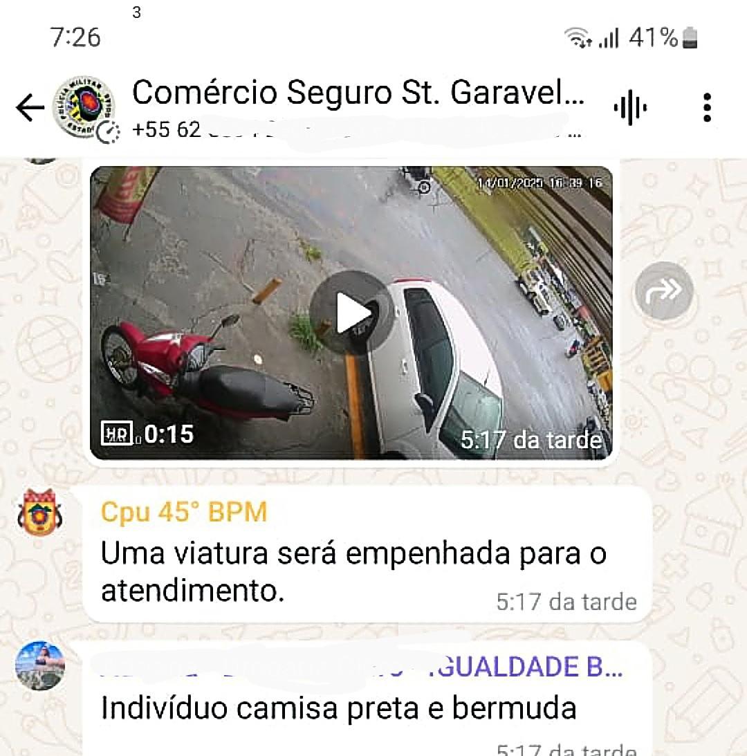 Grupo de Whatsapp ajuda Polícia Militar a prender autor de furto no Garavelo