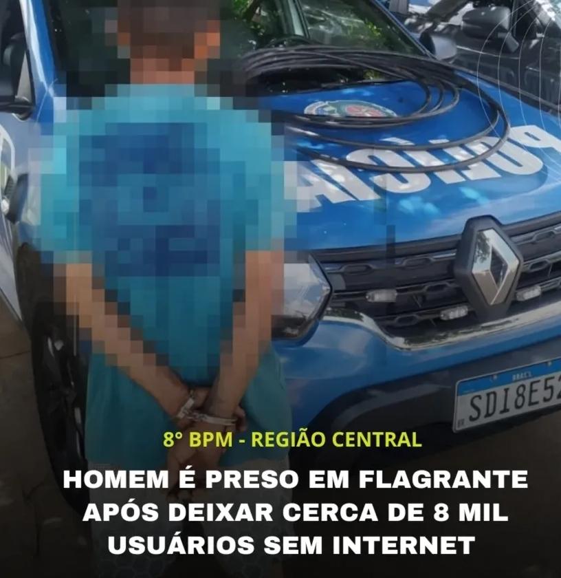 Homem é preso após furtar fibra óptica e deixar  8 mil pessoas sem internet em Aparecida